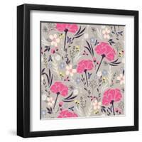 Seamless Floral Pattern. Background with Flowers and Leafs.-cherry blossom girl-Framed Art Print