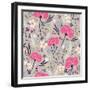 Seamless Floral Pattern. Background with Flowers and Leafs.-cherry blossom girl-Framed Art Print