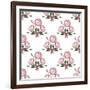 Seamless Floral Pattern Bouquet Texture on White-Fuzzyfox-Framed Art Print