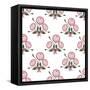 Seamless Floral Pattern Bouquet Texture on White-Fuzzyfox-Framed Stretched Canvas