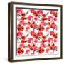 Seamless Floral Pattern with Watercolor Flowers (Poppy, Rose) and Feathers. Aquarel Background-Le Panda-Framed Art Print