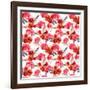 Seamless Floral Pattern with Watercolor Flowers (Poppy, Rose) and Feathers. Aquarel Background-Le Panda-Framed Art Print