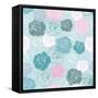 Seamless Floral Vector Pattern with Pink, White and Blue Roses on Pastel Blue Background-IngaLinder-Framed Stretched Canvas