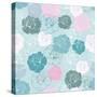 Seamless Floral Vector Pattern with Pink, White and Blue Roses on Pastel Blue Background-IngaLinder-Stretched Canvas