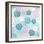 Seamless Floral Vector Pattern with Pink, White and Blue Roses on Pastel Blue Background-IngaLinder-Framed Art Print