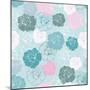 Seamless Floral Vector Pattern with Pink, White and Blue Roses on Pastel Blue Background-IngaLinder-Mounted Art Print