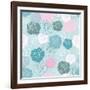 Seamless Floral Vector Pattern with Pink, White and Blue Roses on Pastel Blue Background-IngaLinder-Framed Art Print