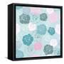 Seamless Floral Vector Pattern with Pink, White and Blue Roses on Pastel Blue Background-IngaLinder-Framed Stretched Canvas