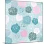 Seamless Floral Vector Pattern with Pink, White and Blue Roses on Pastel Blue Background-IngaLinder-Mounted Art Print