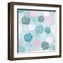 Seamless Floral Vector Pattern with Pink, White and Blue Roses on Pastel Blue Background-IngaLinder-Framed Art Print