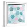 Seamless Floral Vector Pattern with Pink, White and Blue Roses on Pastel Blue Background-IngaLinder-Framed Art Print