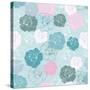 Seamless Floral Vector Pattern with Pink, White and Blue Roses on Pastel Blue Background-IngaLinder-Stretched Canvas