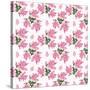 Seamless Flowers Roses Pattern on White Dotted-Fuzzyfox-Stretched Canvas