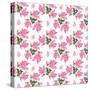 Seamless Flowers Roses Pattern on White Dotted-Fuzzyfox-Stretched Canvas