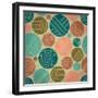 Seamless Geometrical Ornament with Striped Circles-tairen-Framed Art Print