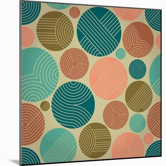 Seamless Geometrical Ornament with Striped Circles-tairen-Mounted Art Print