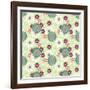 Seamless Green Flowers on Light Green Background-Enka Parmur-Framed Art Print