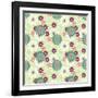 Seamless Green Flowers on Light Green Background-Enka Parmur-Framed Art Print