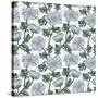 Seamless Grey Flowers Pattern on White-Fuzzyfox-Stretched Canvas