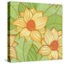 Seamless Hand Drawn Retro Pattern with Magnolia Flowers-tairen-Stretched Canvas