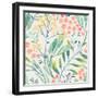 Seamless Hand Illustrated Floral Pattern on Paper Texture. Watercolor Botanical Background-Irtsya-Framed Art Print