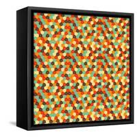 Seamless Hexagonal - Cube, Cubic, Honeycomb; Pattern, 3D Illusion, in Vintage Colors-Ravennka-Framed Stretched Canvas