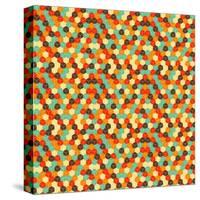 Seamless Hexagonal - Cube, Cubic, Honeycomb; Pattern, 3D Illusion, in Vintage Colors-Ravennka-Stretched Canvas