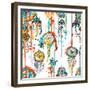 Seamless Illustration with Dream Catchers-lolya1988-Framed Premium Giclee Print