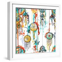 Seamless Illustration with Dream Catchers-lolya1988-Framed Art Print