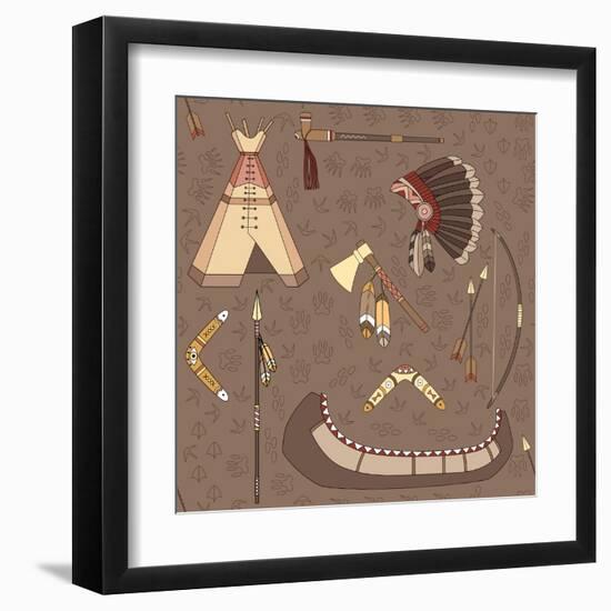 Seamless Indian Pattern-destra-Framed Art Print