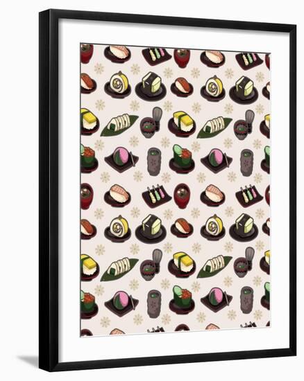 Seamless Japanese Food Pattern-notkoo-Framed Art Print