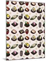 Seamless Japanese Food Pattern-notkoo-Mounted Art Print