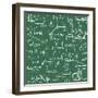 Seamless Math Elements on School Board.-Yaroslavna-Framed Art Print