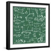 Seamless Math Elements on School Board.-Yaroslavna-Framed Art Print