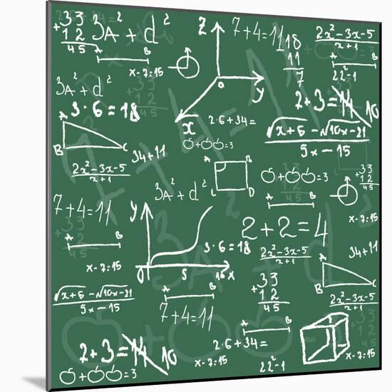 Seamless Math Elements on School Board.-Yaroslavna-Mounted Art Print