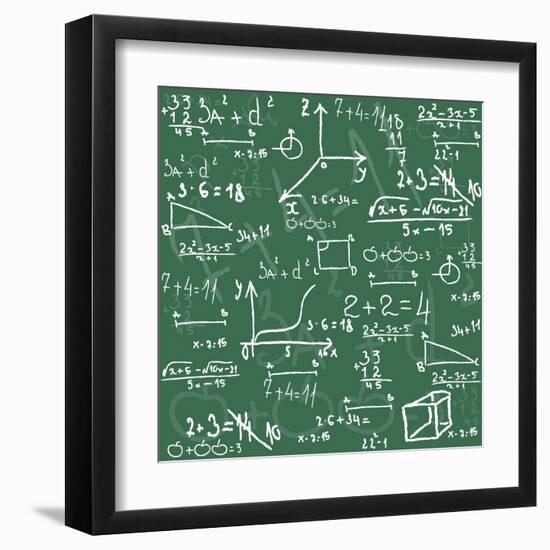 Seamless Math Elements on School Board.-Yaroslavna-Framed Art Print