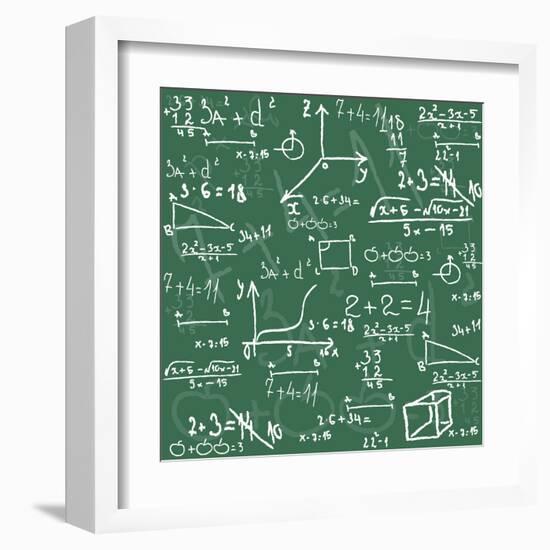 Seamless Math Elements on School Board.-Yaroslavna-Framed Art Print