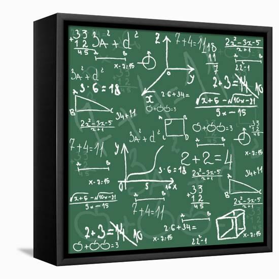 Seamless Math Elements on School Board.-Yaroslavna-Framed Stretched Canvas