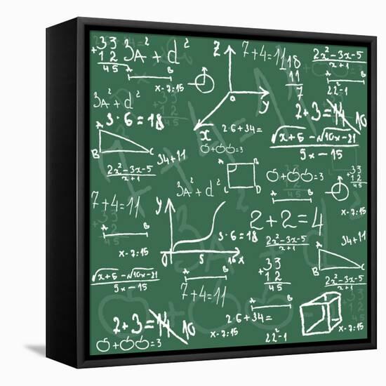 Seamless Math Elements on School Board.-Yaroslavna-Framed Stretched Canvas