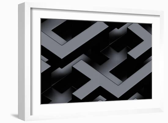 Seamless Metallic 3D Background-monarx3d-Framed Art Print