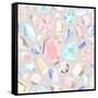 Seamless Pastel Diamonds Pattern. Background With Colorful Gemstones-cherry blossom girl-Framed Stretched Canvas