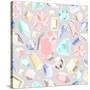 Seamless Pastel Diamonds Pattern. Background With Colorful Gemstones-cherry blossom girl-Stretched Canvas