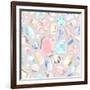 Seamless Pastel Diamonds Pattern. Background With Colorful Gemstones-cherry blossom girl-Framed Art Print