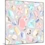 Seamless Pastel Diamonds Pattern. Background With Colorful Gemstones-cherry blossom girl-Mounted Art Print