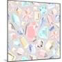 Seamless Pastel Diamonds Pattern. Background With Colorful Gemstones-cherry blossom girl-Mounted Art Print