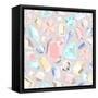 Seamless Pastel Diamonds Pattern. Background With Colorful Gemstones-cherry blossom girl-Framed Stretched Canvas