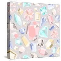 Seamless Pastel Diamonds Pattern. Background With Colorful Gemstones-cherry blossom girl-Stretched Canvas