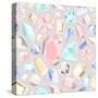 Seamless Pastel Diamonds Pattern. Background With Colorful Gemstones-cherry blossom girl-Stretched Canvas