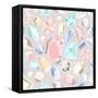 Seamless Pastel Diamonds Pattern. Background With Colorful Gemstones-cherry blossom girl-Framed Stretched Canvas