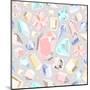 Seamless Pastel Diamonds Pattern. Background With Colorful Gemstones-cherry blossom girl-Mounted Art Print